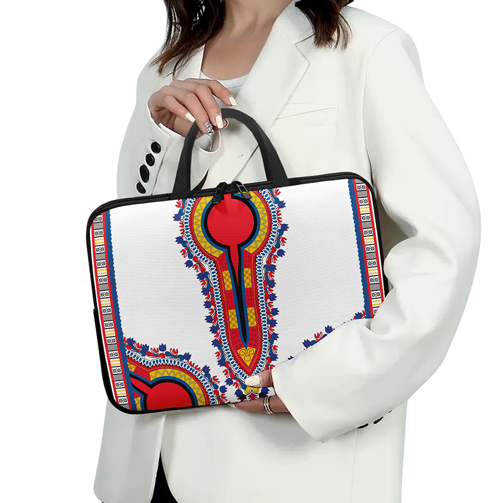 Red And White African Dashiki Print Laptop Sleeve With Handle