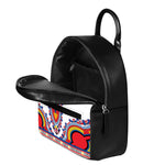 Red And White African Dashiki Print Leather Backpack