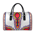 Red And White African Dashiki Print Leather Duffel Bag