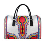 Red And White African Dashiki Print Leather Duffle Bag