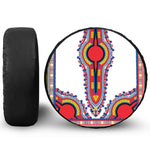 Red And White African Dashiki Print Leather Spare Tire Cover