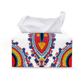 Red And White African Dashiki Print Leather Tissue Box Cover