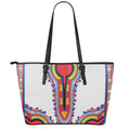 Red And White African Dashiki Print Leather Tote Bag With Zipper
