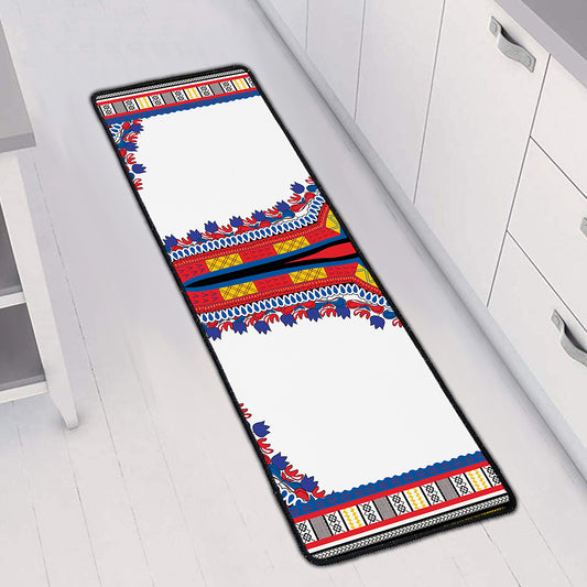 Red And White African Dashiki Print Long Kitchen Mat
