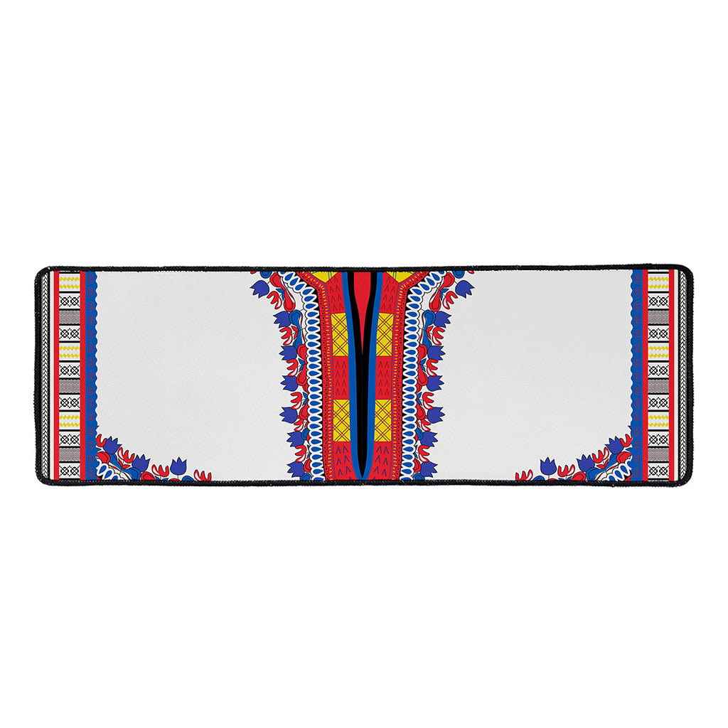 Red And White African Dashiki Print Long Kitchen Mat