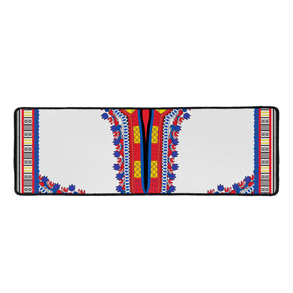 Red And White African Dashiki Print Long Kitchen Mat