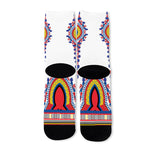 Red And White African Dashiki Print Long Socks