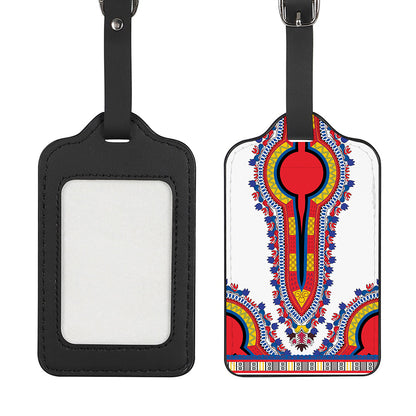 Red And White African Dashiki Print Luggage Tag