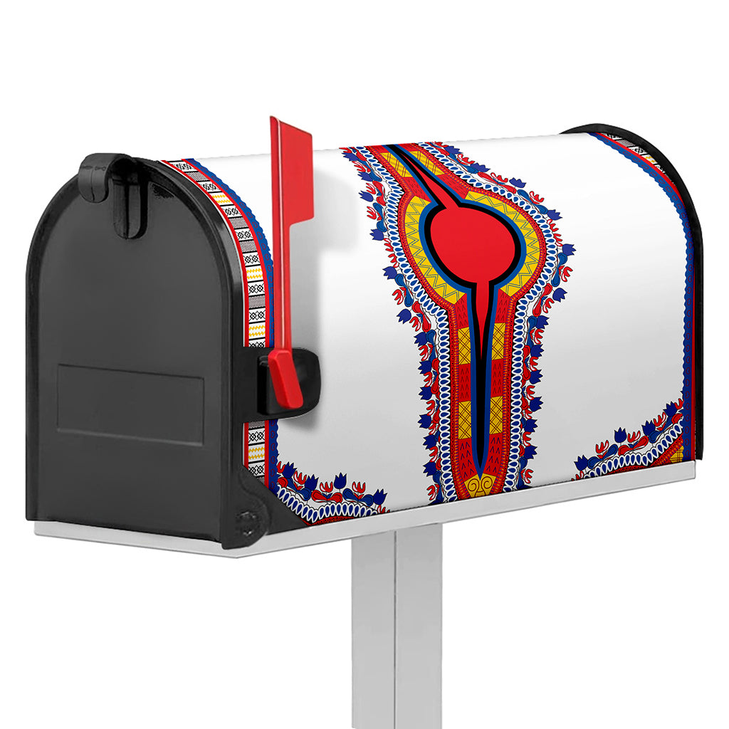 Red And White African Dashiki Print Mailbox Cover