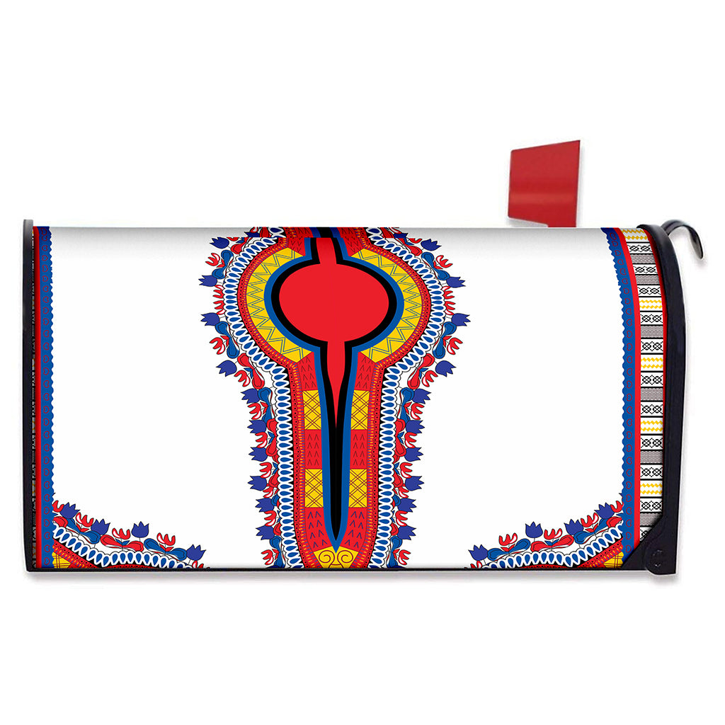 Red And White African Dashiki Print Mailbox Cover