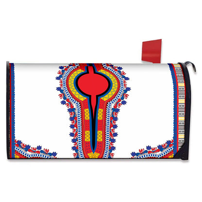 Red And White African Dashiki Print Mailbox Cover