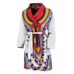 Red And White African Dashiki Print Men's Bathrobe