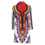Red And White African Dashiki Print Men's Bathrobe