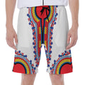 Red And White African Dashiki Print Men's Beach Shorts