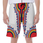 Red And White African Dashiki Print Men's Beach Shorts