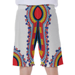 Red And White African Dashiki Print Men's Beach Shorts