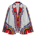 Red And White African Dashiki Print Men's Blazer