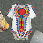 Red And White African Dashiki Print Men's Bodysuit