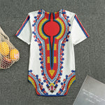 Red And White African Dashiki Print Men's Bodysuit