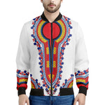 Red And White African Dashiki Print Men's Bomber Jacket