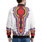Red And White African Dashiki Print Men's Bomber Jacket