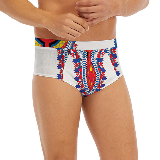 Red And White African Dashiki Print Men's Briefs