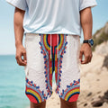 Red And White African Dashiki Print Men's Cargo Shorts