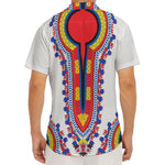 Red And White African Dashiki Print Men's Deep V-Neck Shirt