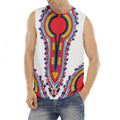 Red And White African Dashiki Print Men's Fitness Tank Top