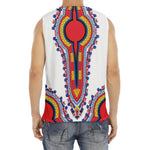 Red And White African Dashiki Print Men's Fitness Tank Top