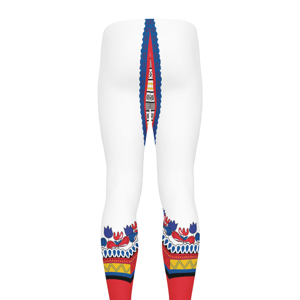 Red And White African Dashiki Print Men's leggings