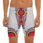 Red And White African Dashiki Print Men's Long Boxer Briefs