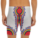 Red And White African Dashiki Print Men's Long Boxer Briefs