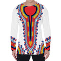 Red And White African Dashiki Print Men's Long Sleeve T-Shirt