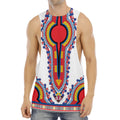 Red And White African Dashiki Print Men's Muscle Tank Top