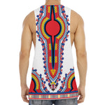 Red And White African Dashiki Print Men's Muscle Tank Top
