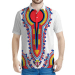 Red And White African Dashiki Print Men's Polo Shirt
