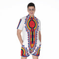 Red And White African Dashiki Print Men's Romper