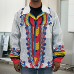 Red And White African Dashiki Print Men's Shirt Jacket