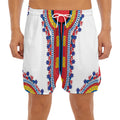 Red And White African Dashiki Print Men's Split Running Shorts