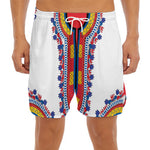 Red And White African Dashiki Print Men's Split Running Shorts