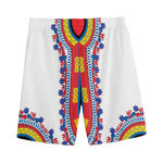 Red And White African Dashiki Print Men's Sports Shorts