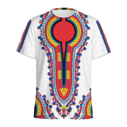 Red And White African Dashiki Print Men's Sports T-Shirt