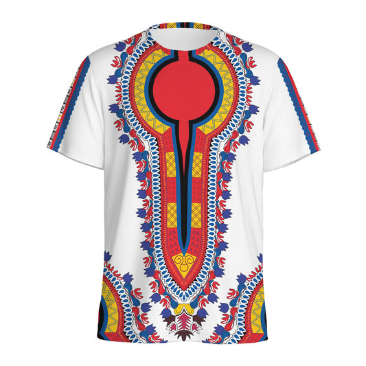 Red And White African Dashiki Print Men's Sports T-Shirt