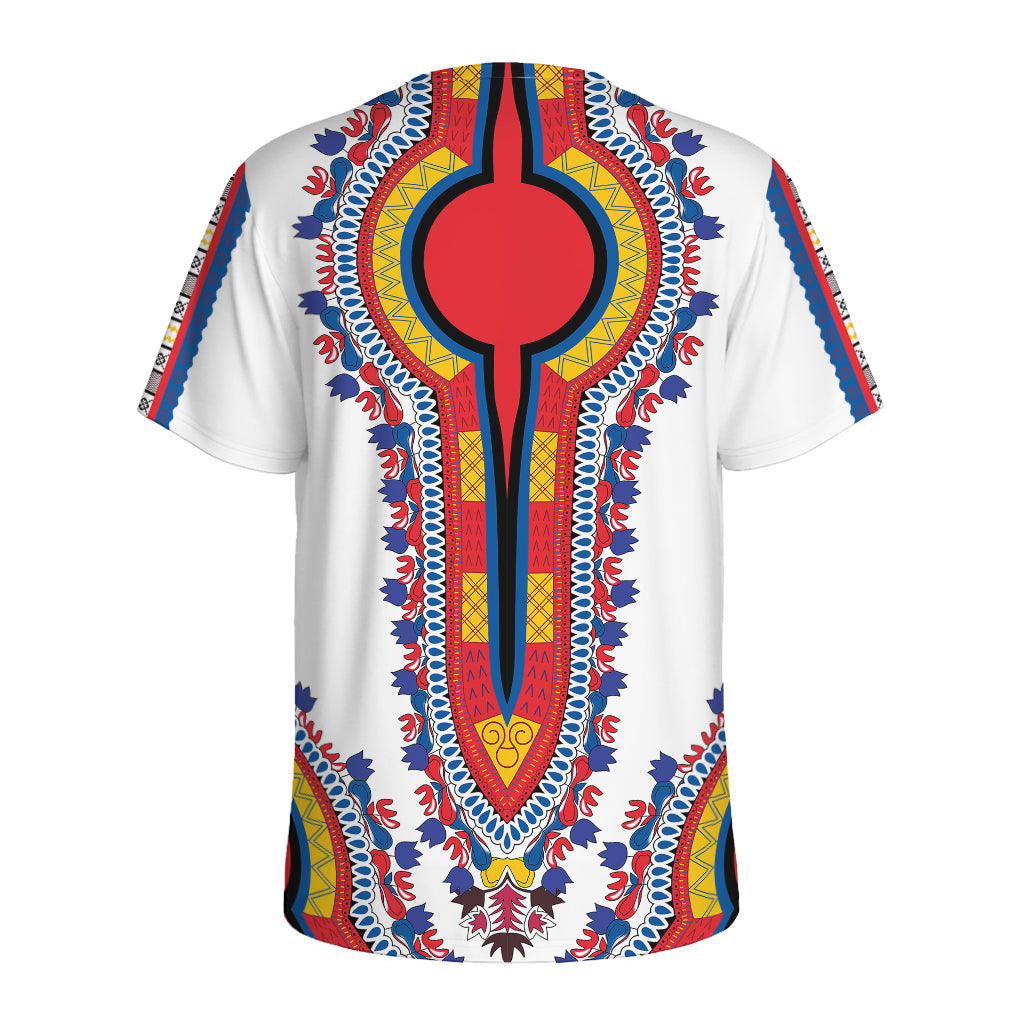 Red And White African Dashiki Print Men's Sports T-Shirt