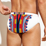 Red And White African Dashiki Print Men's Swim Briefs