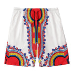 Red And White African Dashiki Print Men's Swim Trunks