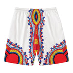 Red And White African Dashiki Print Men's Swim Trunks