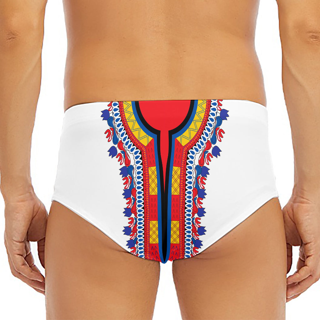 Red And White African Dashiki Print Men's Triangle Swim Briefs