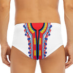 Red And White African Dashiki Print Men's Triangle Swim Briefs